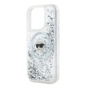 Oryginalne Etui IPHONE 15 PRO Karl Lagerfeld Hardcase Liquid Glitter Choupette Head MagSafe (KLHMP15LLGKISGH) transparentne