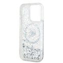 Oryginalne Etui IPHONE 15 PRO Karl Lagerfeld Hardcase Liquid Glitter Choupette Head MagSafe (KLHMP15LLGKISGH) transparentne