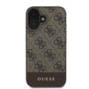 Oryginalne Etui IPHONE 16 Guess Hardcase 4G Bottom Stripe (GUHCP16SG4GLBR) brązowe