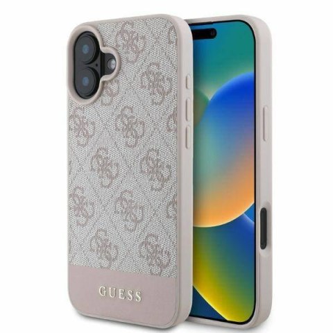 Oryginalne Etui IPHONE 16 Guess Hardcase 4G Bottom Stripe (GUHCP16SG4GLPI) różowe