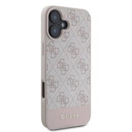 Oryginalne Etui IPHONE 16 Guess Hardcase 4G Bottom Stripe (GUHCP16SG4GLPI) różowe