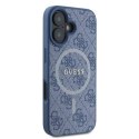 Oryginalne Etui IPHONE 16 Guess Hardcase 4G Ring Classic Logo MagSafe (GUHMP16SG4GFRB) niebieskie