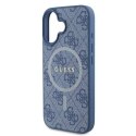 Oryginalne Etui IPHONE 16 Guess Hardcase 4G Ring Classic Logo MagSafe (GUHMP16SG4GFRB) niebieskie