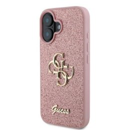 Oryginalne Etui IPHONE 16 Guess Hardcase Fixed Glitter Big 4G (GUHCP16SHG4SGP) różowe