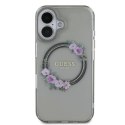 Oryginalne Etui IPHONE 16 Guess Hardcase IML Flowers Wreath MagSafe (GUHMP16SHFWFCK) czarne