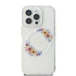 Oryginalne Etui IPHONE 16 Guess Hardcase IML Flowers Wreath MagSafe (GUHMP16SHFWFCT) transparentne