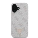 Oryginalne Etui IPHONE 16 Guess Hardcase Leather 4G Triangle Strass MagSafe (GUHCP16SP4TDPP) różowe