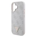 Oryginalne Etui IPHONE 16 Guess Hardcase Leather 4G Triangle Strass MagSafe (GUHCP16SP4TDPP) różowe