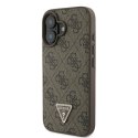 Oryginalne Etui IPHONE 16 Guess Hardcase Leather 4G Triangle Strass MagSafe (GUHCP16SP4TDPW) brązowe