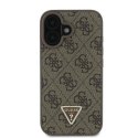 Oryginalne Etui IPHONE 16 Guess Hardcase Leather 4G Triangle Strass MagSafe (GUHCP16SP4TDPW) brązowe