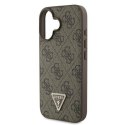 Oryginalne Etui IPHONE 16 Guess Hardcase Leather 4G Triangle Strass MagSafe (GUHCP16SP4TDPW) brązowe