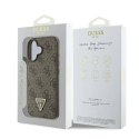 Oryginalne Etui IPHONE 16 Guess Hardcase Leather 4G Triangle Strass MagSafe (GUHCP16SP4TDPW) brązowe