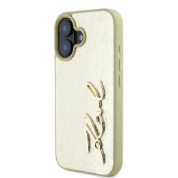 Oryginalne Etui IPHONE 16 Karl Lagerfeld Hardcase Metal Signature (KLHCP16SPFMFBKMD) złote