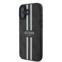 Oryginalne Etui IPHONE 16 PLUS Guess Hardcase 4G Printed Stripes MagSafe (GUHMP16MP4RPSK) czarne