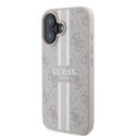 Oryginalne Etui IPHONE 16 PLUS Guess Hardcase 4G Printed Stripes MagSafe (GUHMP16MP4RPSP) różowe