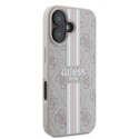 Oryginalne Etui IPHONE 16 PLUS Guess Hardcase 4G Printed Stripes MagSafe (GUHMP16MP4RPSP) różowe