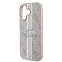 Oryginalne Etui IPHONE 16 PLUS Guess Hardcase 4G Printed Stripes MagSafe (GUHMP16MP4RPSP) różowe