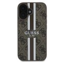 Oryginalne Etui IPHONE 16 PLUS Guess Hardcase 4G Printed Stripes MagSafe (GUHMP16MP4RPSW) brązowe