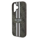 Oryginalne Etui IPHONE 16 PLUS Guess Hardcase 4G Printed Stripes MagSafe (GUHMP16MP4RPSW) brązowe