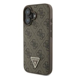 Oryginalne Etui IPHONE 16 PLUS Guess Hardcase Leather 4G Triangle Strass MagSafe (GUHCP16MP4TDPW) brązowe