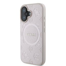 Oryginalne Etui IPHONE 16 PLUS Guess Hardcase Saffiano Peony Classic Logo MagSafe (GUHMP16MPSAPSMEP) różowe