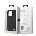 Oryginalne Etui IPHONE 16 PRO BMW Hardcase Signature Leather Half Textured & Circle MagSafe (BMHMP16L23RTPK) czarne