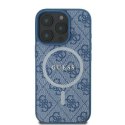 Oryginalne Etui IPHONE 16 PRO Guess Hardcase 4G Ring Classic Logo MagSafe (GUHMP16LG4GFRB) niebieskie