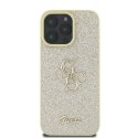 Oryginalne Etui IPHONE 16 PRO Guess Hardcase Fixed Glitter Big 4G (GUHCP16LHG4SGD) złote