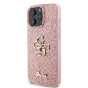 Oryginalne Etui IPHONE 16 PRO Guess Hardcase Fixed Glitter Big 4G (GUHCP16LHG4SGP) różowe