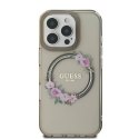 Oryginalne Etui IPHONE 16 PRO Guess Hardcase IML Flowers Wreath MagSafe (GUHMP16LHFWFCK) czarne