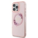 Oryginalne Etui IPHONE 16 PRO Guess Hardcase IML Flowers Wreath MagSafe (GUHMP16LHFWFCP) różowe