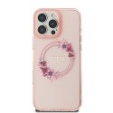 Oryginalne Etui IPHONE 16 PRO Guess Hardcase IML Flowers Wreath MagSafe (GUHMP16LHFWFCP) różowe