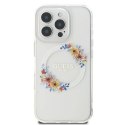 Oryginalne Etui IPHONE 16 PRO Guess Hardcase IML Flowers Wreath MagSafe (GUHMP16LHFWFCT) transparentne