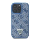 Oryginalne Etui IPHONE 16 PRO Guess Hardcase Leather 4G Triangle Strass MagSafe (GUHCP16LP4TDPB) niebieskie