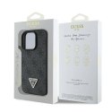 Oryginalne Etui IPHONE 16 PRO Guess Hardcase Leather 4G Triangle Strass MagSafe (GUHCP16LP4TDPK) czarne