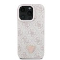 Oryginalne Etui IPHONE 16 PRO Guess Hardcase Leather 4G Triangle Strass MagSafe (GUHCP16LP4TDPP) różowe