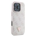 Oryginalne Etui IPHONE 16 PRO Guess Hardcase Leather 4G Triangle Strass MagSafe (GUHCP16LP4TDPP) różowe