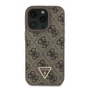 Oryginalne Etui IPHONE 16 PRO Guess Hardcase Leather 4G Triangle Strass MagSafe (GUHCP16LP4TDPW) brązowe