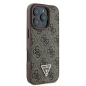 Oryginalne Etui IPHONE 16 PRO Guess Hardcase Leather 4G Triangle Strass MagSafe (GUHCP16LP4TDPW) brązowe