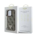 Oryginalne Etui IPHONE 16 PRO Guess Hardcase Leather 4G Triangle Strass MagSafe (GUHCP16LP4TDPW) brązowe