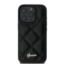 Oryginalne Etui IPHONE 16 PRO Guess Hardcase Quilted Metal Logo (GUHCP16LPSQSQSK) czarne