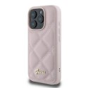 Oryginalne Etui IPHONE 16 PRO Guess Hardcase Quilted Metal Logo (GUHCP16LPSQSQSP) różowe