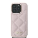 Oryginalne Etui IPHONE 16 PRO Guess Hardcase Quilted Metal Logo (GUHCP16LPSQSQSP) różowe