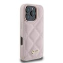 Oryginalne Etui IPHONE 16 PRO Guess Hardcase Quilted Metal Logo (GUHCP16LPSQSQSP) różowe