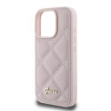 Oryginalne Etui IPHONE 16 PRO Guess Hardcase Quilted Metal Logo (GUHCP16LPSQSQSP) różowe