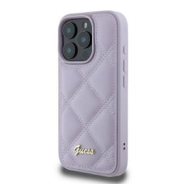 Oryginalne Etui IPHONE 16 PRO Guess Hardcase Quilted Metal Logo (GUHCP16LPSQSQSU) fioletowe