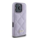 Oryginalne Etui IPHONE 16 PRO Guess Hardcase Quilted Metal Logo (GUHCP16LPSQSQSU) fioletowe