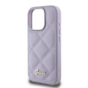 Oryginalne Etui IPHONE 16 PRO Guess Hardcase Quilted Metal Logo (GUHCP16LPSQSQSU) fioletowe