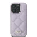 Oryginalne Etui IPHONE 16 PRO MAX Guess Hardcase Quilted Metal Logo (GUHCP16XPSQSQSU) fioletowe