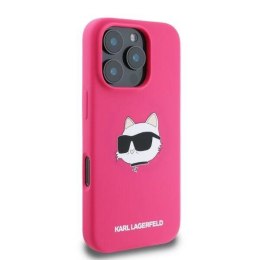 Oryginalne Etui IPHONE 16 PRO MAX Karl Lagerfeld Hardcase Silicone Choupette Head Print MagSafe (KLHMP16XSCHPPLF) fuksja